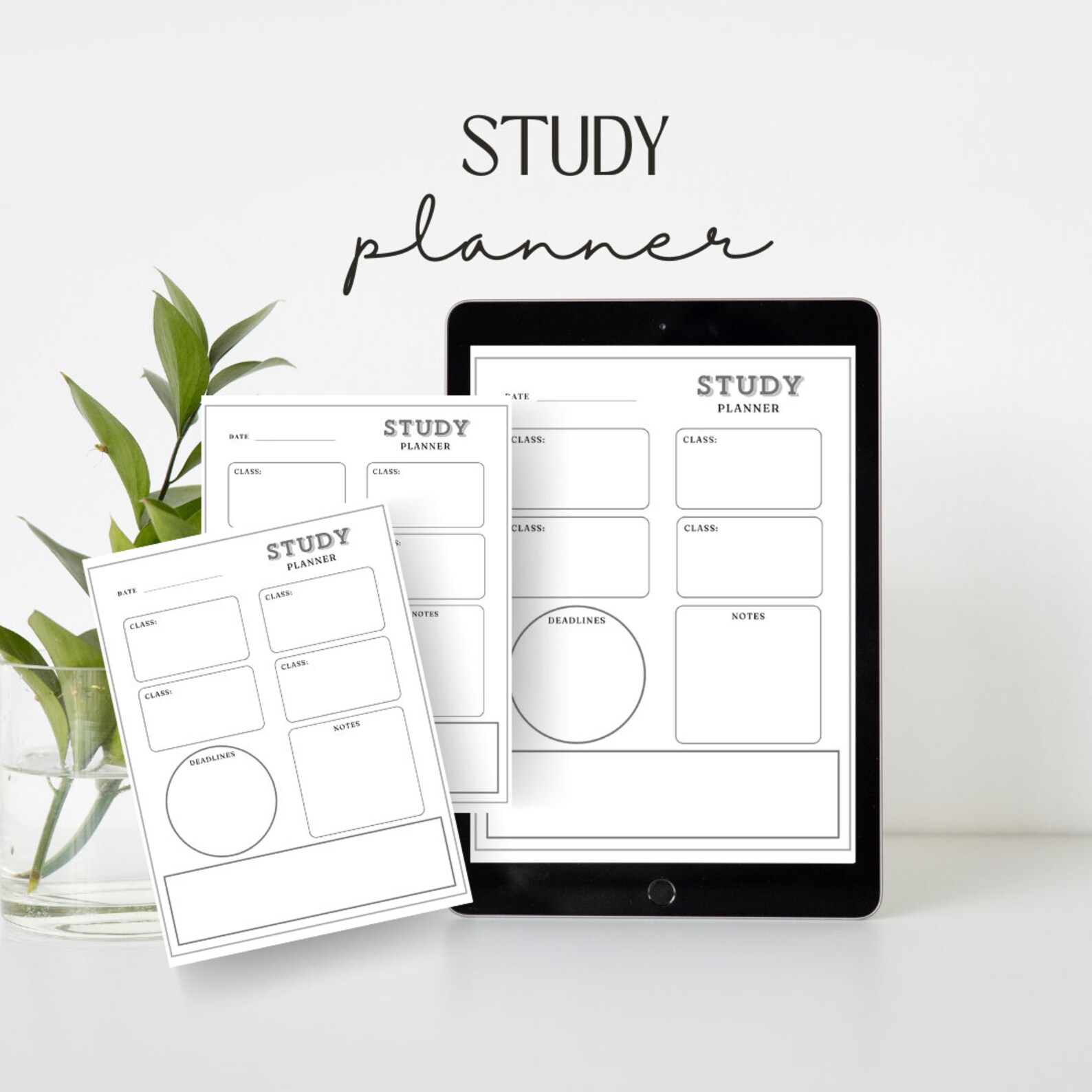 Simple Minimalist Daily Study Planner - Printable Digital Organizer ...