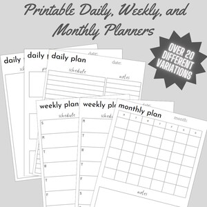 Printable Minimalist Simple Planner Pack | Simple Daily, Weekly, Monthly Planners | Instant Download