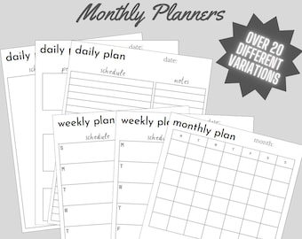 Printable Minimalist Simple Planner Pack | Simple Daily, Weekly, Monthly Planners | Instant Download