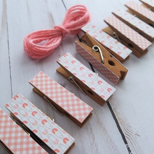 Girl Baby First Baby Shower Pink Diaper Pins and Gingham Chunky Little ...