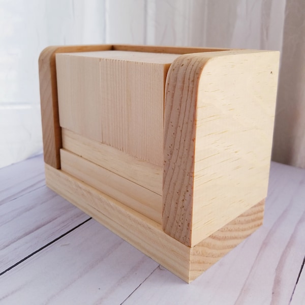 Blank Perpetual Wooden Block Calendar - Month and Day - Nekkid Plain Wood - Rounded Edge - DIY - Make it Yourself