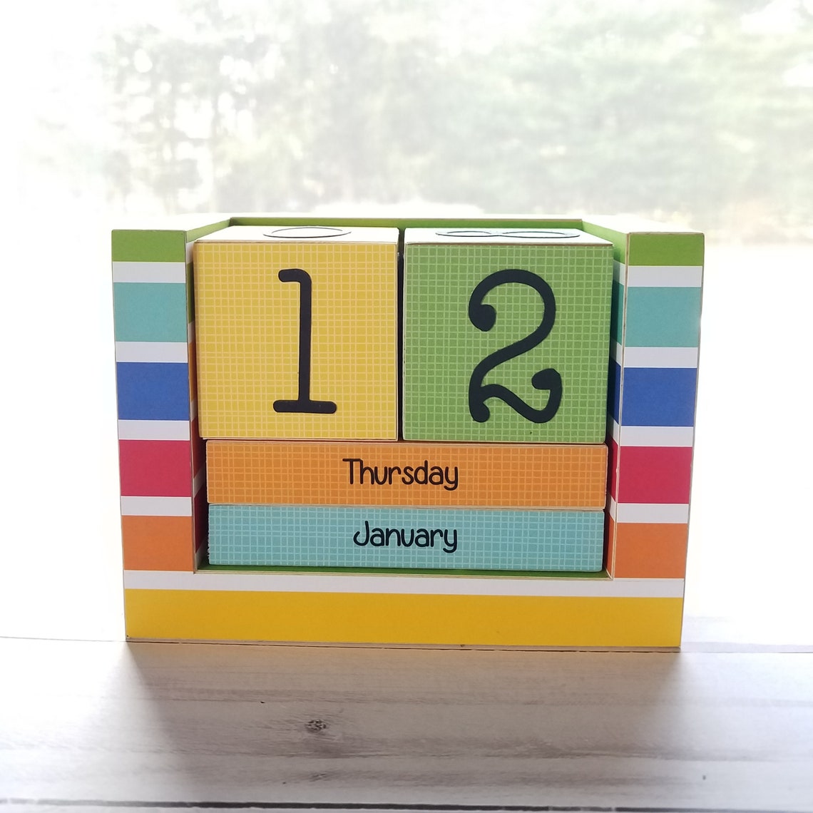Handmade Wooden Block Perpetual Calendar Month and Day Etsy