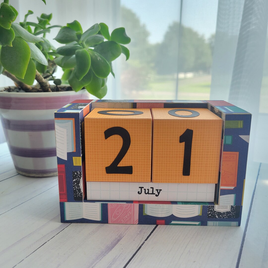 perpetual-wooden-block-calendar-elementary-school-library-etsy