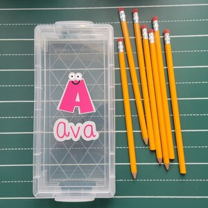 Personalized Student Name Clear Pencil Box Holder, School Supplies, Teacher Classroom, Personalization, Holds Markers, Choose Color image 4