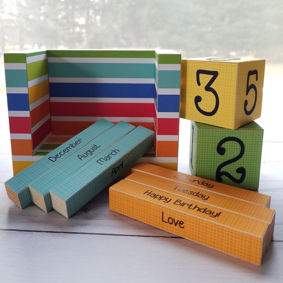 Handmade Wooden Block Perpetual Calendar Month and Day Etsy