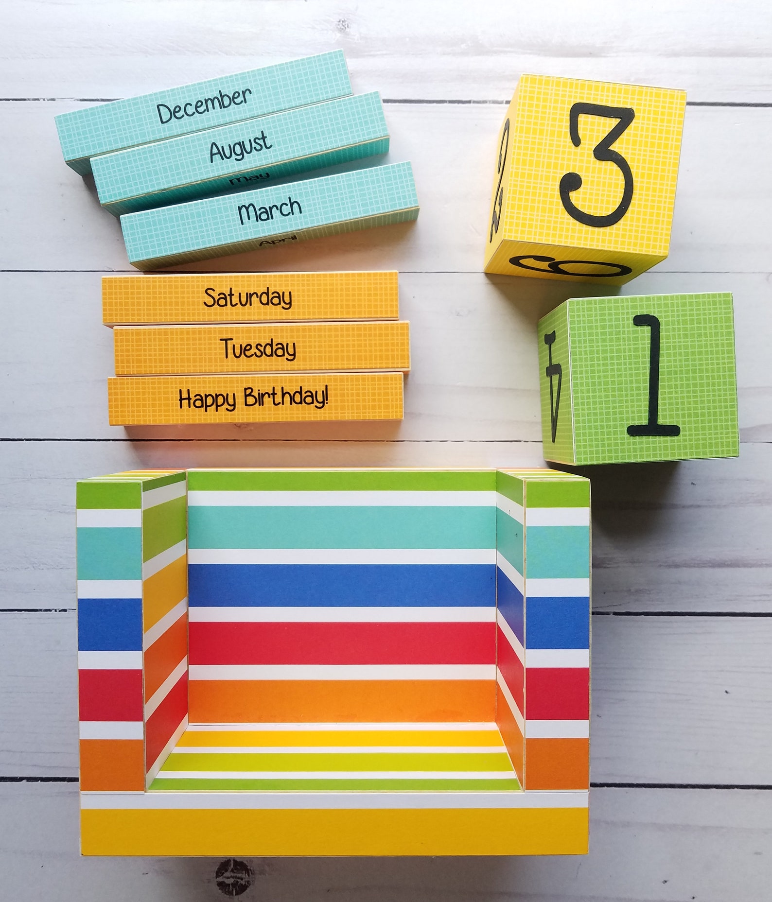 Handmade Wooden Block Perpetual Calendar Month and Day Etsy