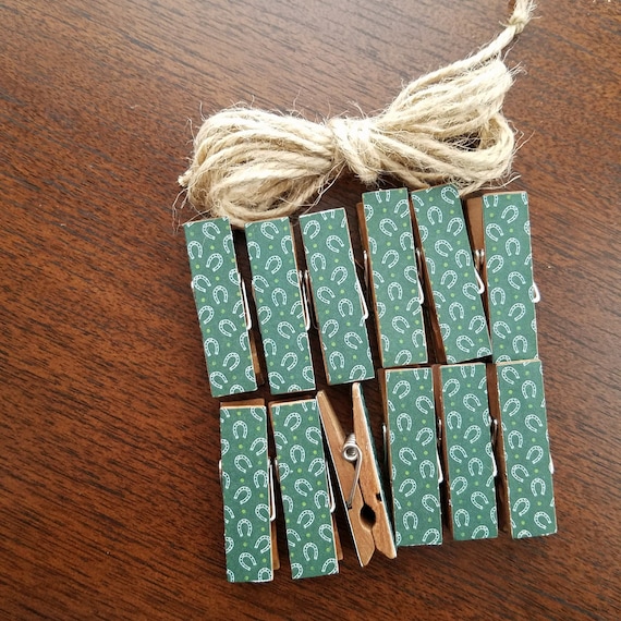 Set Of 12 Mini Clothespins And Twine For Decorative Picture Etsy