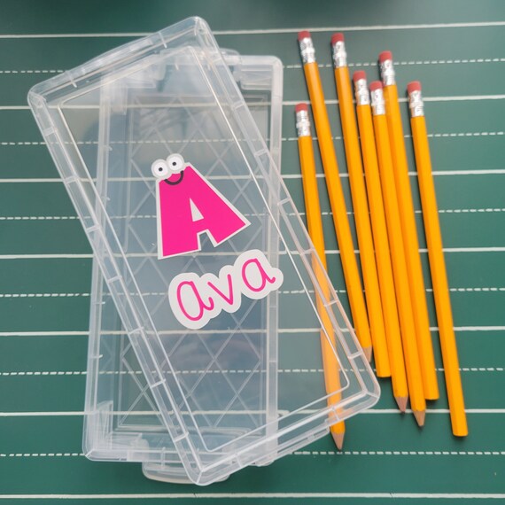 Personalized Student Name Clear Pencil Box Holder, School Supplies, Teacher  Classroom, Personalization, Holds Markers, Choose Color 