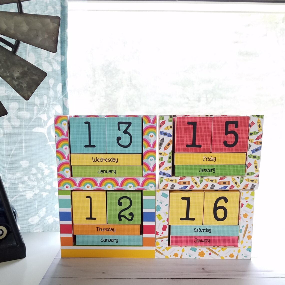 Handmade Wooden Block Perpetual Calendar Month and Day Etsy
