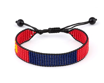 Armband met vlag van Mongolië, verstelbaar, boho-stijl touwarmband voor dames, heren