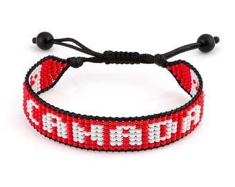 Fahari Handmade Canada Bracelet - Adjustable Flag Bracelet with Team Name - World Cup 2026 Inspired Soccer Fan Jewelry - Durable & Unisex
