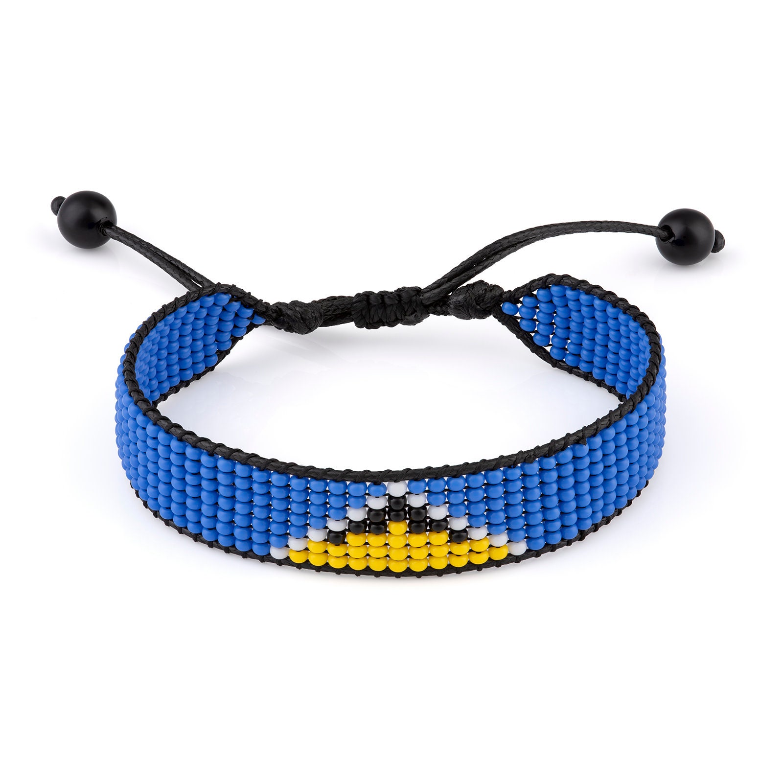 St. Lucia Flag Beaded Bracelet, Adjustable, Boho Style Rope