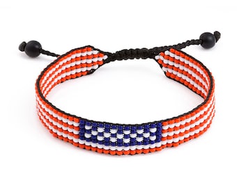 Handmade USA Flag Bracelet - Men's Women's Adjustable Bracelet - A Patriotic Statement