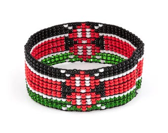 Pulsera de cuentas con la bandera de Kenia: joyería expandible para el orgullo