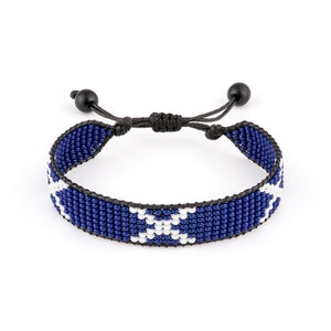 Handmade Scotland Flag Beaded Bracelet: Adjustable Boho Rope