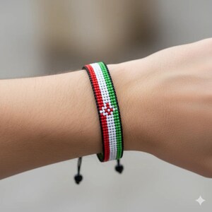 Iran Flag Bracelet: Handmade, Adjustable String Beaded Wristband image 4
