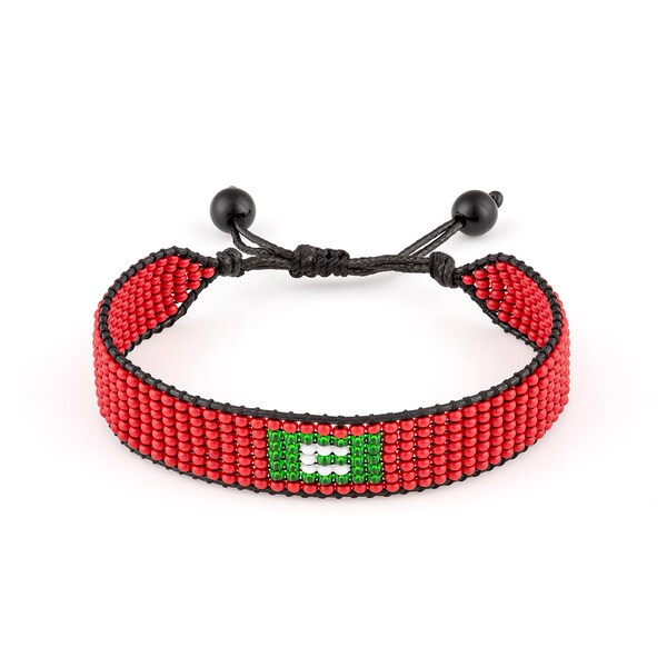 Maldives Flag Bracelet: Handmade Bracelet, Adjustable Beaded Boho-Style Rope Bracelet