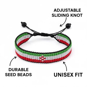 Iran Flag Bracelet: Handmade, Adjustable String Beaded Wristband image 2