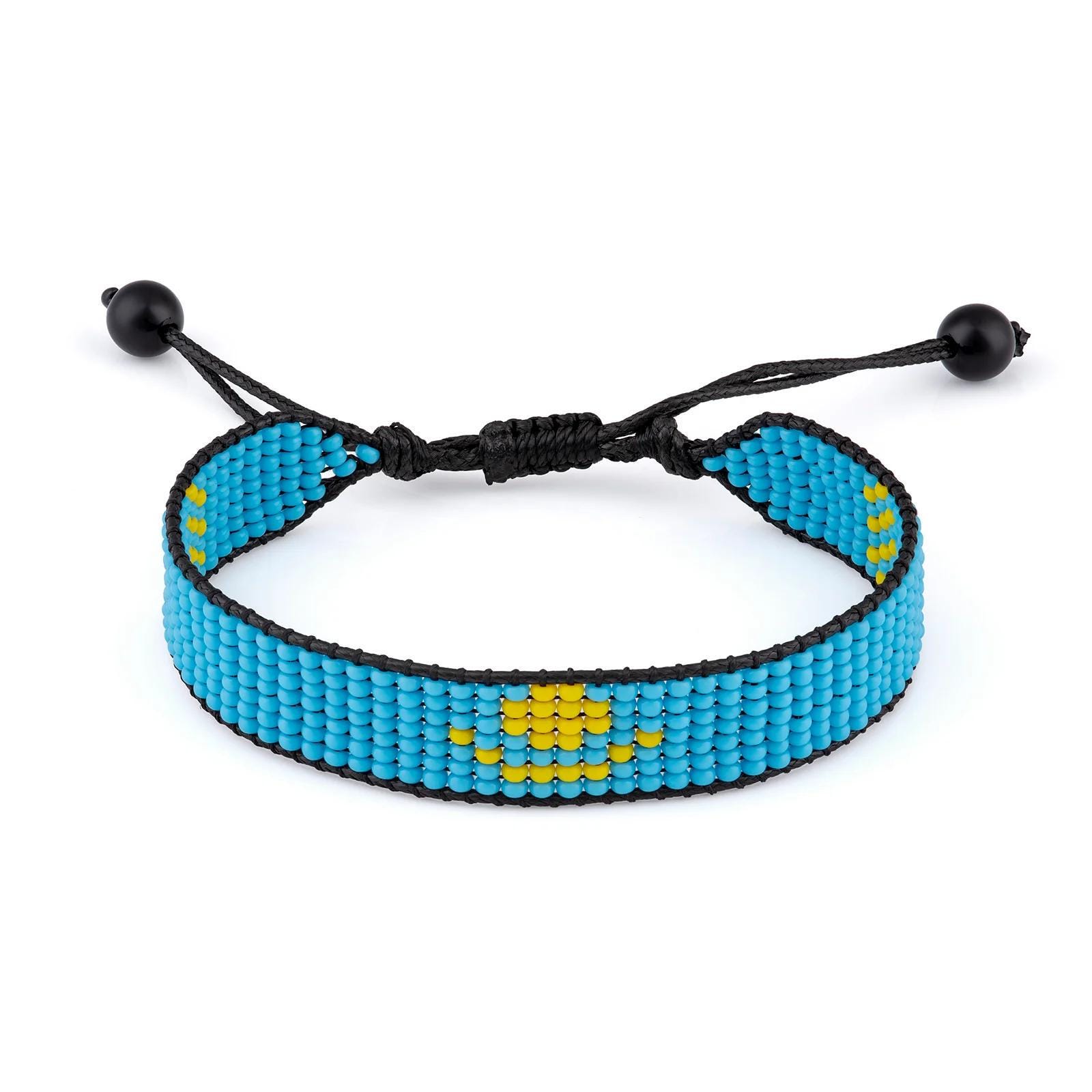 Kazakhstan Flag Bracelet, Adjustable, Boho Style Wristaband for