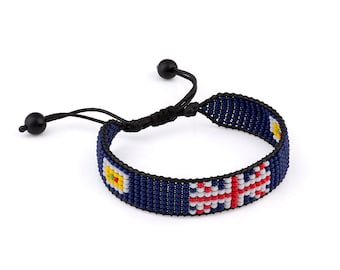 Armband Turks- en Caicoseilanden vlag: boho kralenkoord, verstelbaar