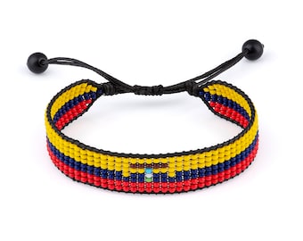 Armband met vlag van Ecuador, verstelbaar, boho-stijl touwarmband voor dames en heren