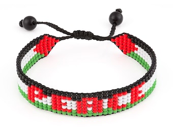 Handmade Adjustable Palestine Flag Beaded Bracelet - Show Your Support with Style