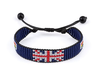 Armband Kaaimaneilanden vlag, verstelbaar, boho-stijl touwarmband voor dames, heren