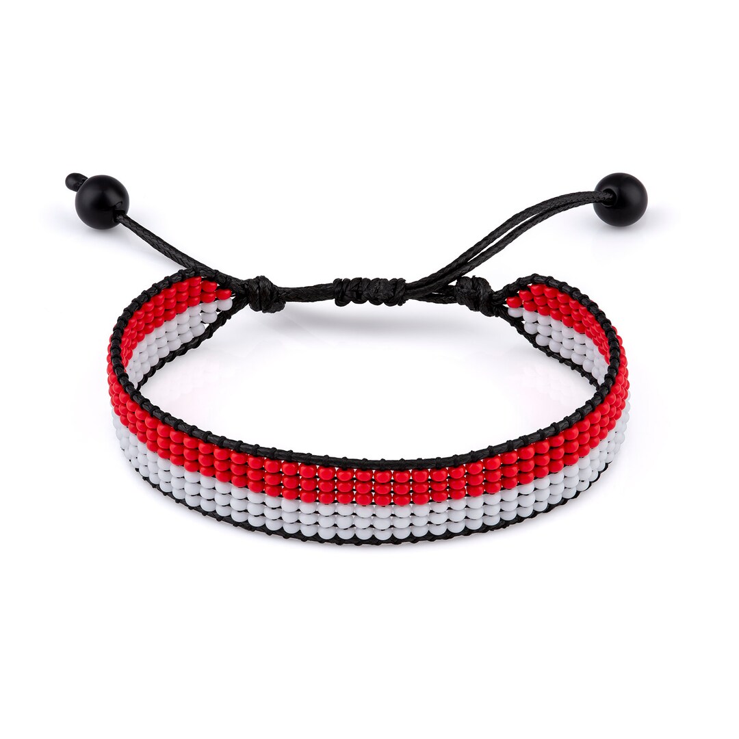 Monaco String Rope Monaco Flag Bracelet, Adjustable, Boho Style Rope Bracelet for Women ...
