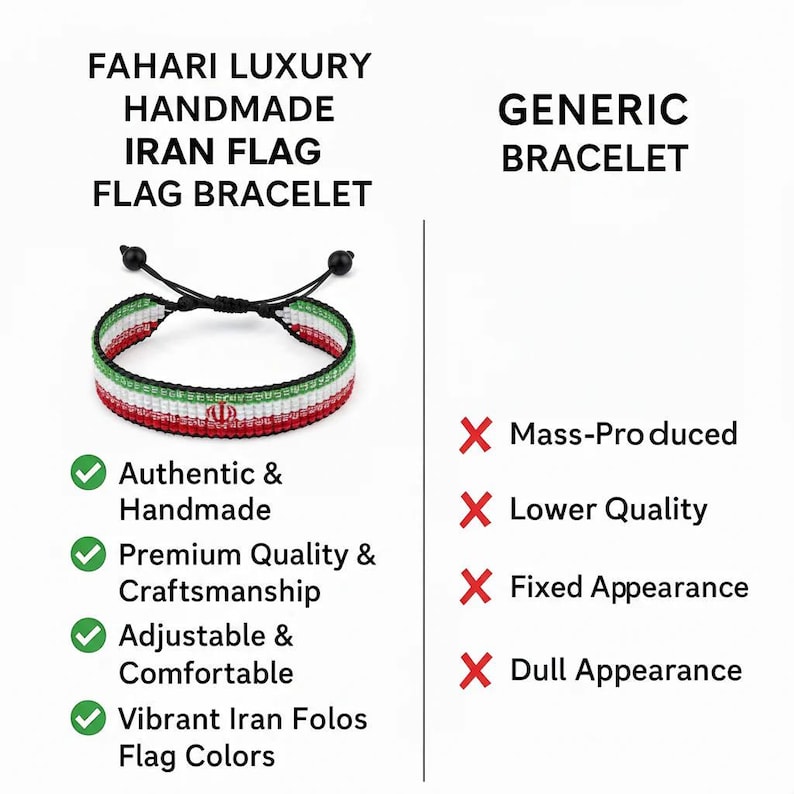 Iran Flag Bracelet: Handmade, Adjustable String Beaded Wristband image 3