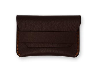 Handgemaakte volnerf leren portemonnee | Minimalistische slanke kaarthouder