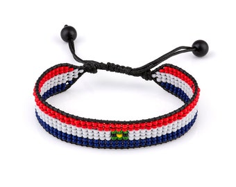 Pulsera de cuentas con la bandera de Paraguay, ajustable, estilo bohemio, para mujer y hombre.