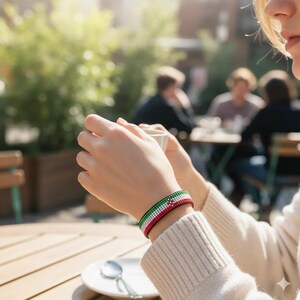 Iran Flag Bracelet: Handmade, Adjustable String Beaded Wristband image 5