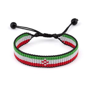 Iran Flag Bracelet: Handmade, Adjustable String Beaded Wristband image 1