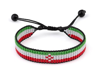 Armband met Iraanse vlag: handgemaakte, verstelbare polsband met kralenkralen