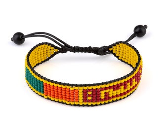 Kralenarmband Sri Lanka-vlag: verstelbare boho-koordsieraden