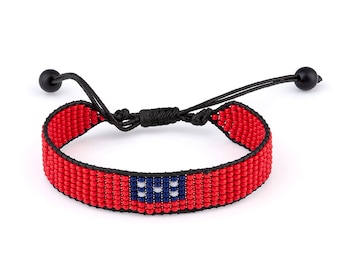 Armband met kralen van Samoa-vlag, verstelbaar, boho-stijl touwarmband voor dames, heren