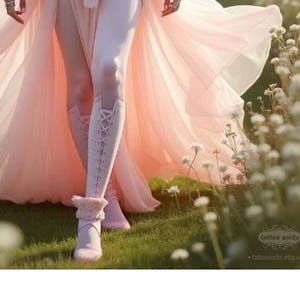 Collant con tatuaggio - Corsetto Lolita Rosa chiaro taglia unica, collant con punta chiusa e stampa a tutta lunghezza, calzini con tatuaggio, allacciatura con illusione 3D