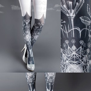 Tattoo Strumpfhose, Marine Life Strumpfhosen weiß Geschlossene Schuh Einheitsgröße in ganzer Länge bedruckte Strumpfhosen, Strumpfhosen, Nylons, Tattoo Socken