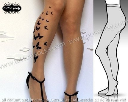 Menton recommends best of Etsy butterfly tattoo pantyhose pantyhose tattoo Etsy butterfly