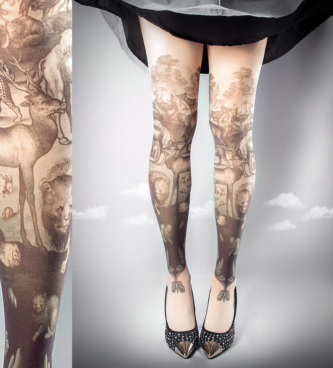 Tattoo Tights Noah's Ark Nude Closed Toe One Size Full - Etsy