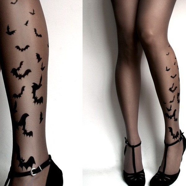 brand new color Grey sexy BATS tattoo THIGH HIGH stockings / nylons