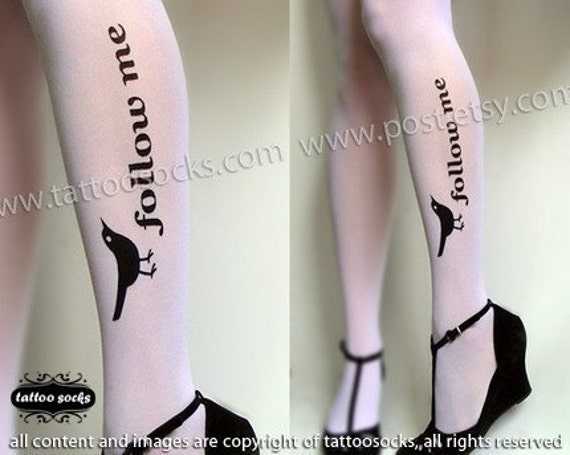 Twitter Tattoo Tights / - Etsy