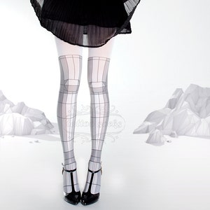 Tattoo Tights 3D model white one size full length printed closed toe tights pantyhose tattoo socks 画像 1