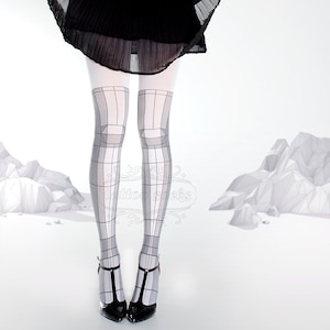 Tattoo Tights - 3D model white one size full length printed closed toe tights pantyhose tattoo socks
