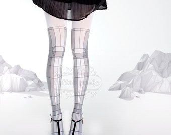 Tattoo Tights - 3D model white one size full length printed closed toe tights pantyhose tattoo socks