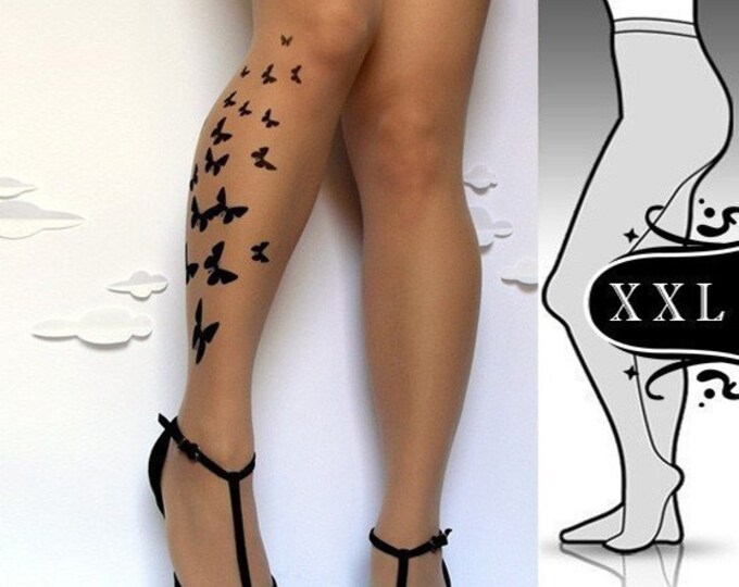 Plus Size XXL Sexy BUTTERFLY Tattoo Tights / Stockings/ Full Length ...