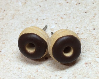 Miniature Chocolate Frosted Donut Earrings from Sweetful Crafts
