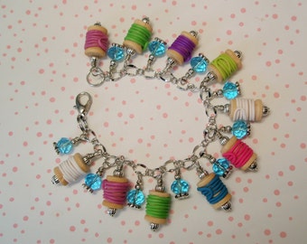 SPOOLS OF THREAD Charm Bracelet - Handmade from Sweetful Crafts