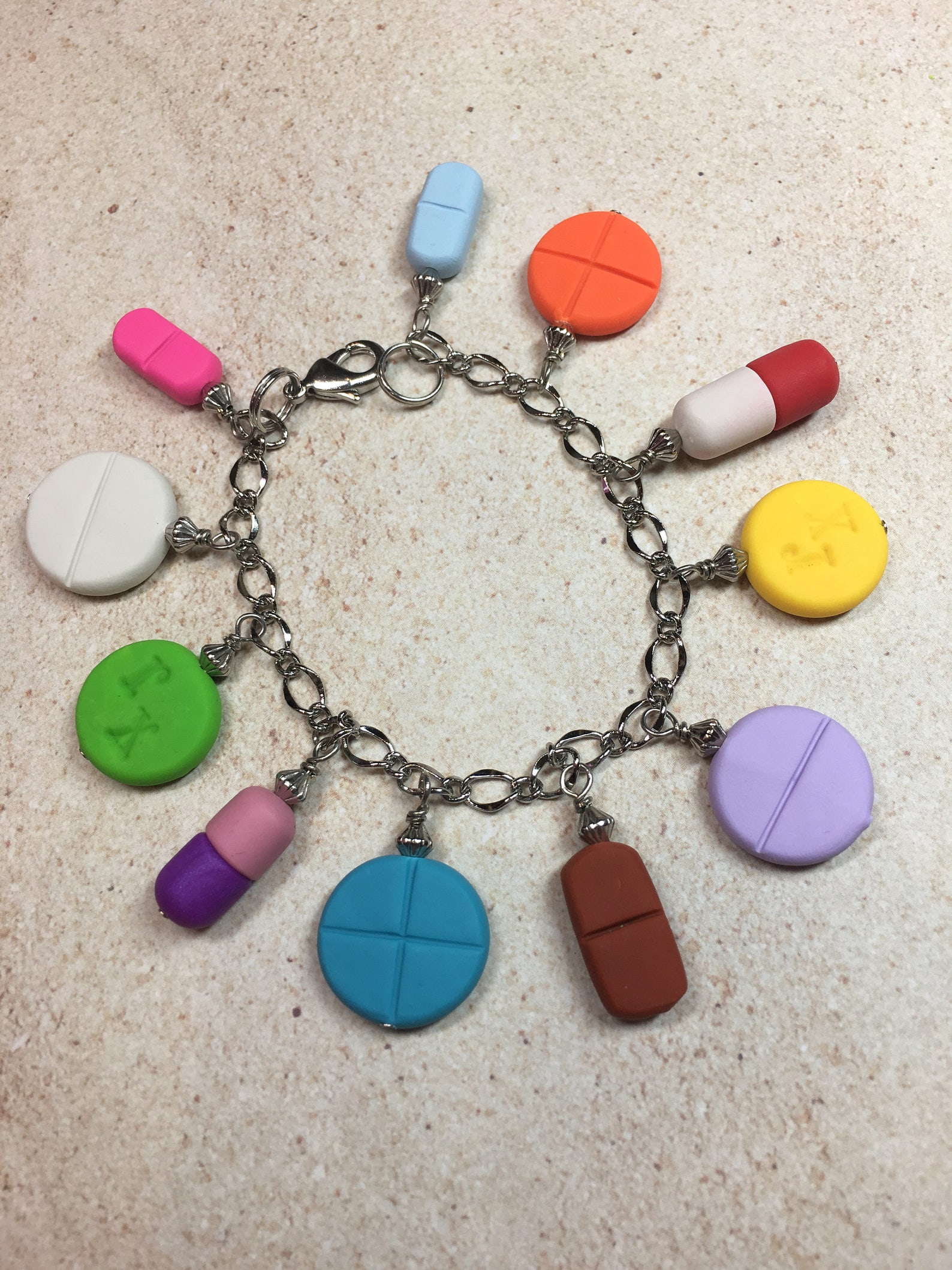 Pill Themed Charm Bracelet From Sweetful Crafts Etsy