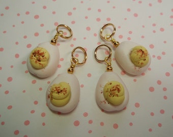 DEVILED EGGS Stitch Markers for Knitting - Handmade from Sweetful Crafts